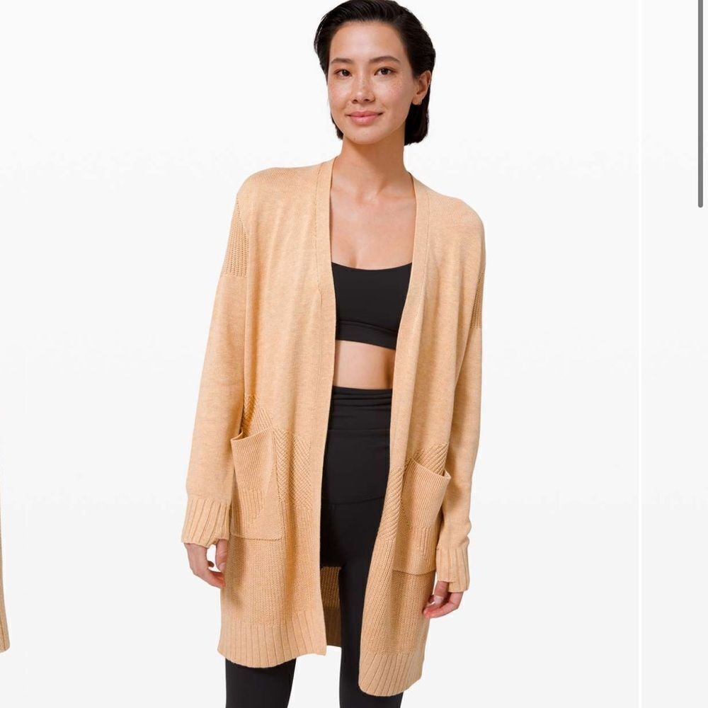 NWT New LULULEMON Sincerely Yours Wrap Sweater Heathered Ivory Peach Beige Tan S